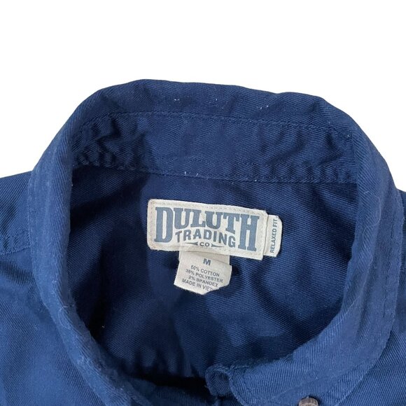 Duluth Trading Men's Everyday Shop Shirt Size Medium Green Blue Colorblock Retro - Picture 2 of 5
